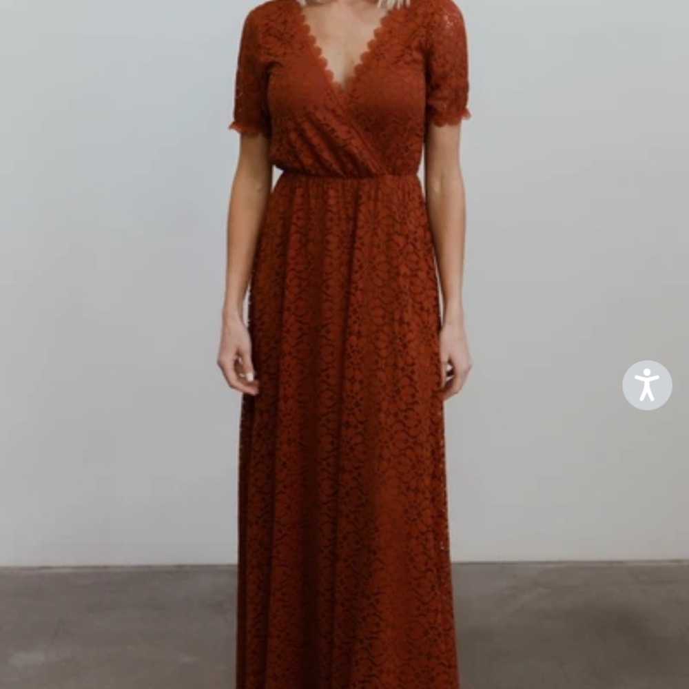 Rust colored lace bridesmaid dress
